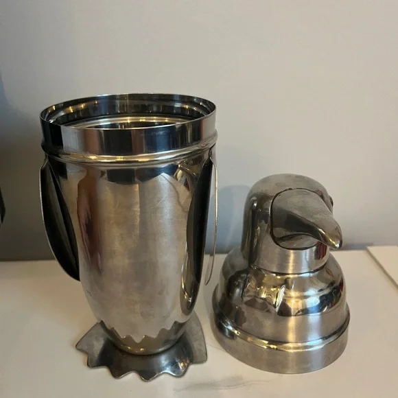 Pottery Barn Viski Penguin Cocktail Shaker with Strainer, Stainless Steel - Picture 9 of 12